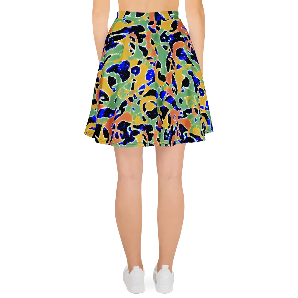 Cobalt Collage on Skater Skirt — Back