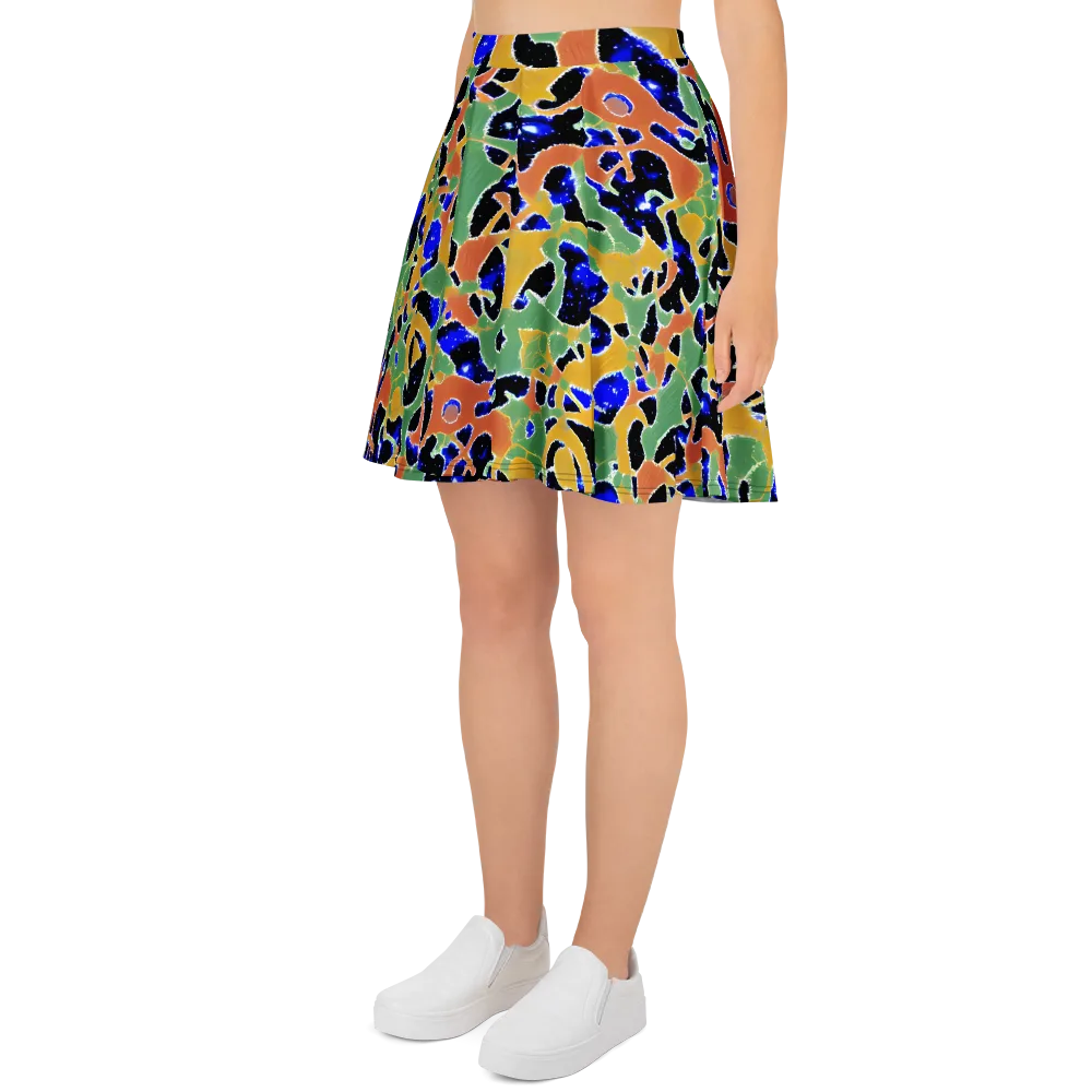 Cobalt Collage on Skater Skirt — Left