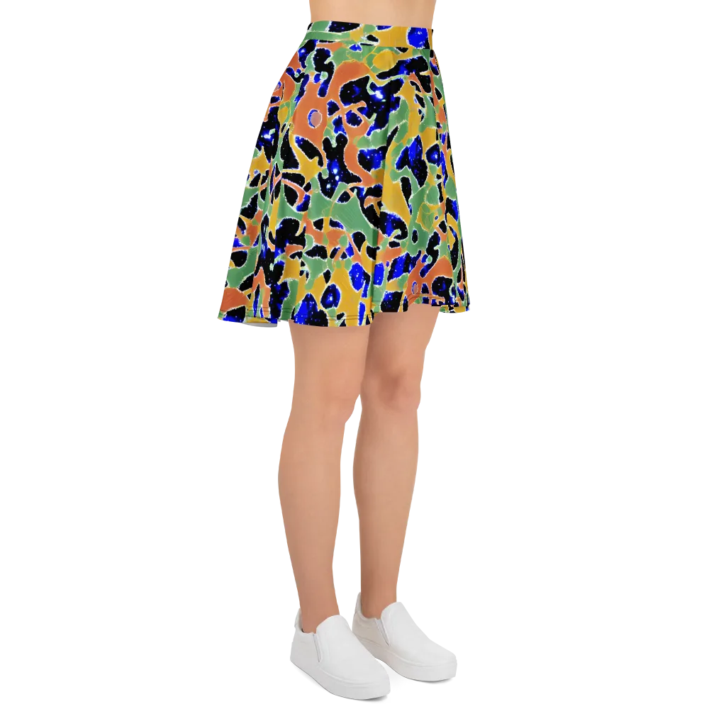 Cobalt Collage on Skater Skirt — Right