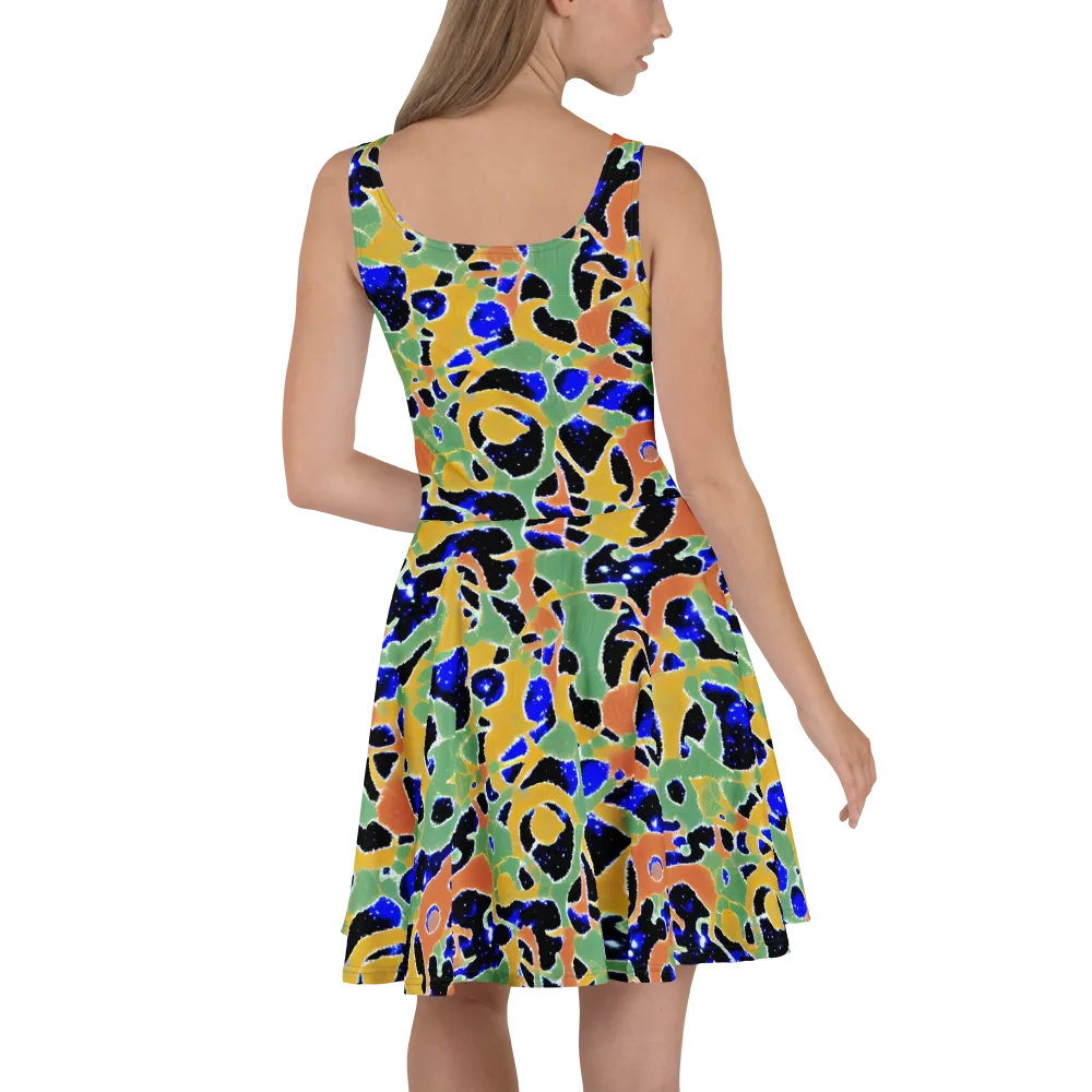 Cobalt Collage on Skater Dress — Back