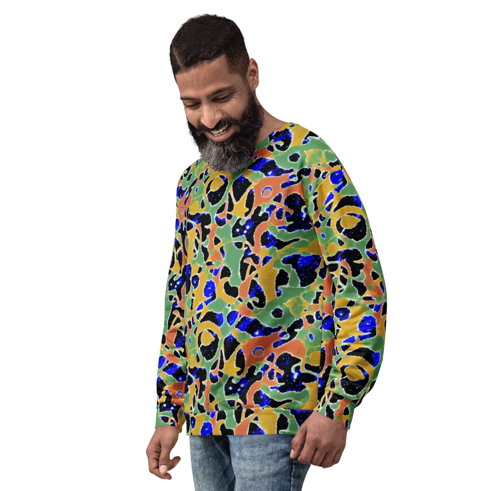 Cobalt Collage on Sweatshirt — Left Front