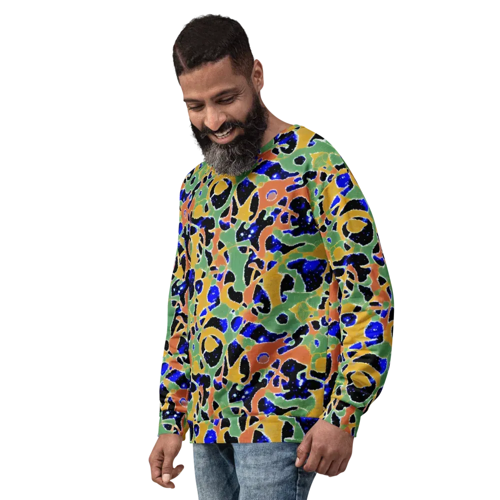 Cobalt Collage on Sweatshirt — Left Front