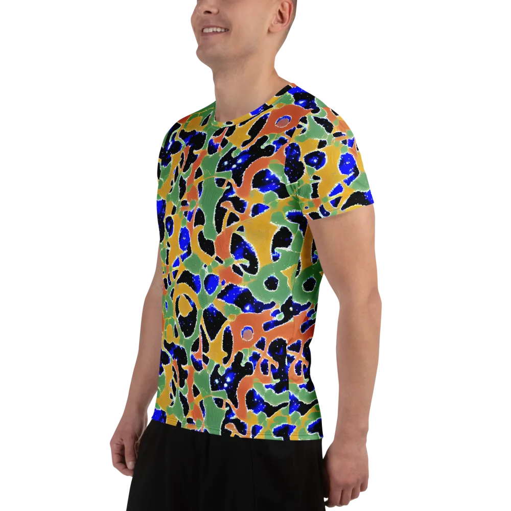 Cobalt Collage on Men's Athletic T-Shirt — Left