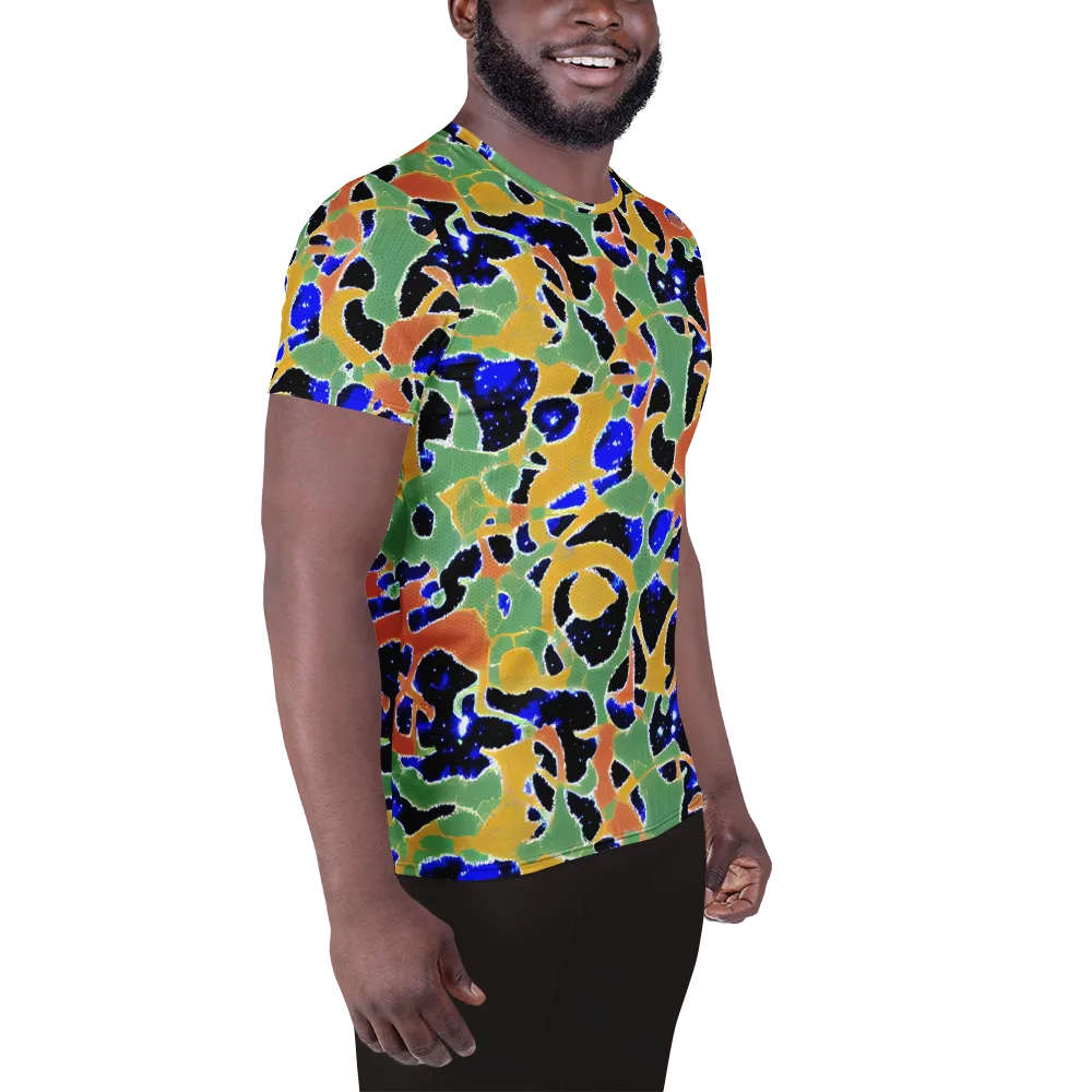 Cobalt Collage on Men's Athletic T-Shirt — Right