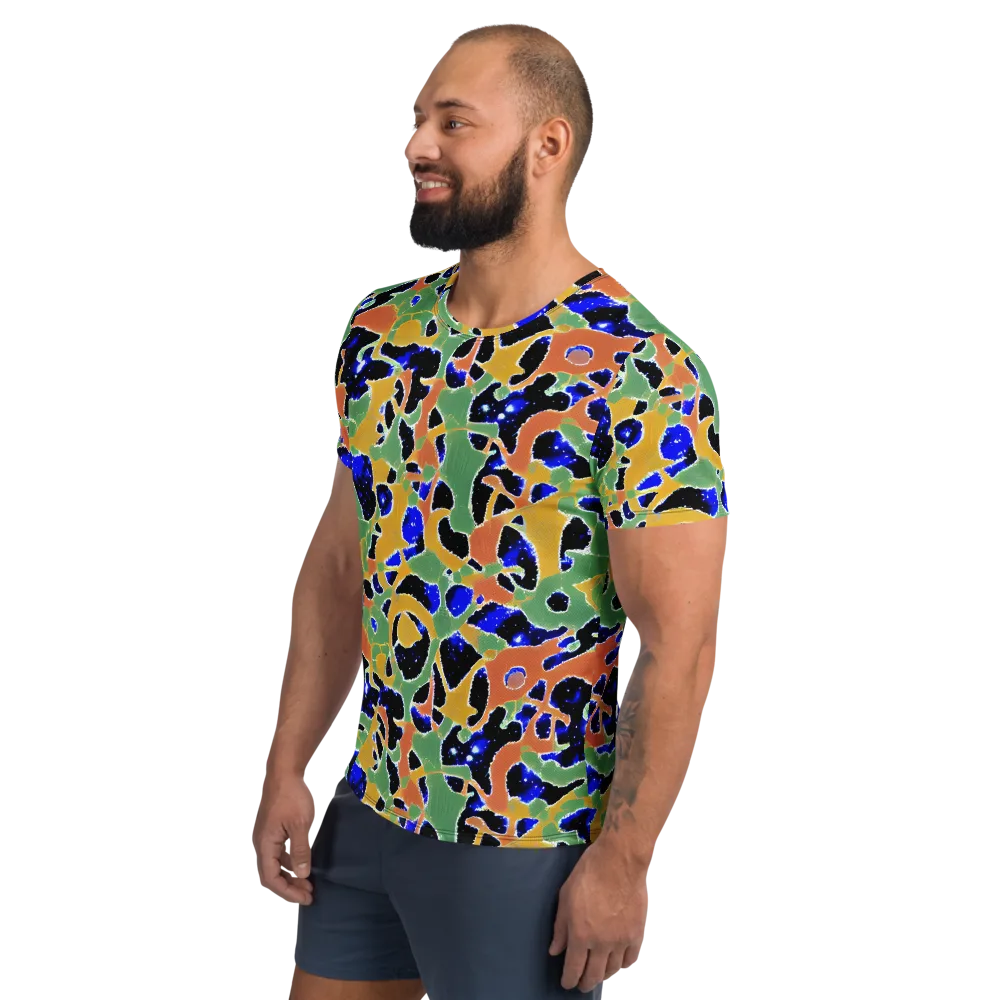 Cobalt Collage on Men's Athletic T-Shirt — Left