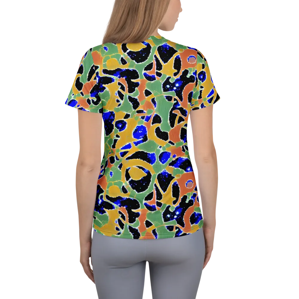 Cobalt Collage on Women's Athletic T-Shirt — Back