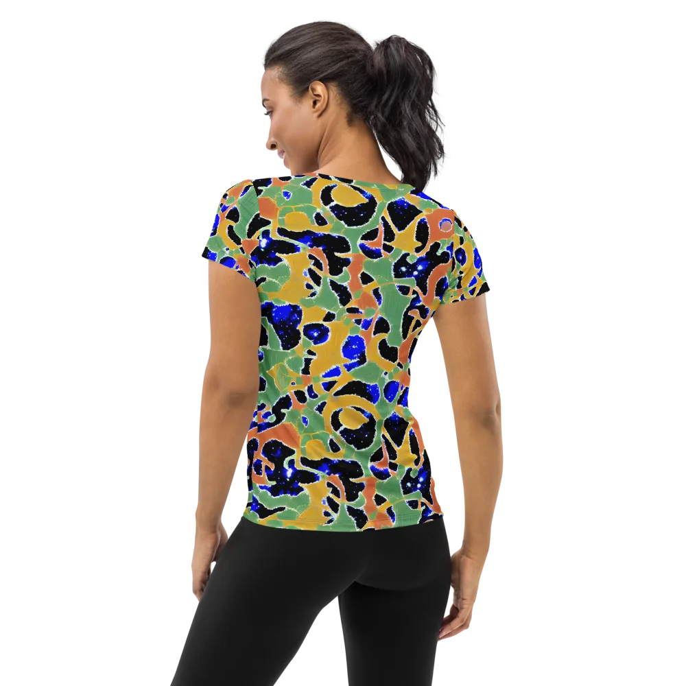 Cobalt Collage on Women's Athletic T-Shirt — Back