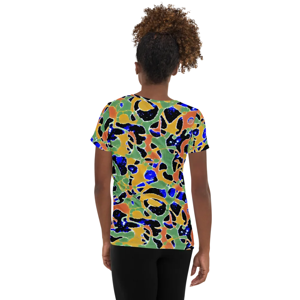 Cobalt Collage on Women's Athletic T-Shirt — Back