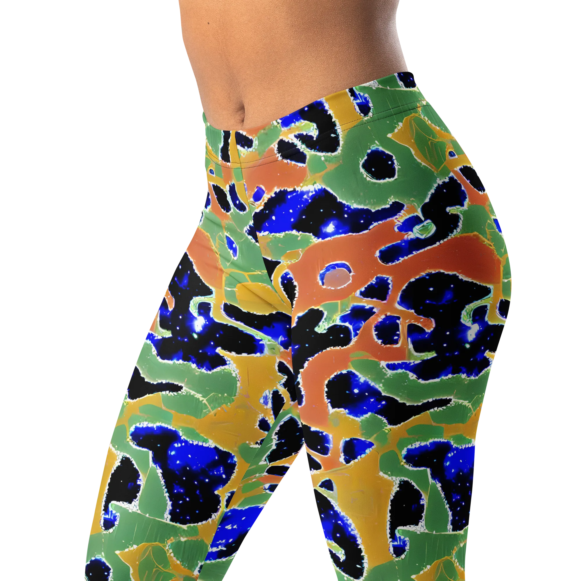 Cobalt Collage on Leggings — Left Front