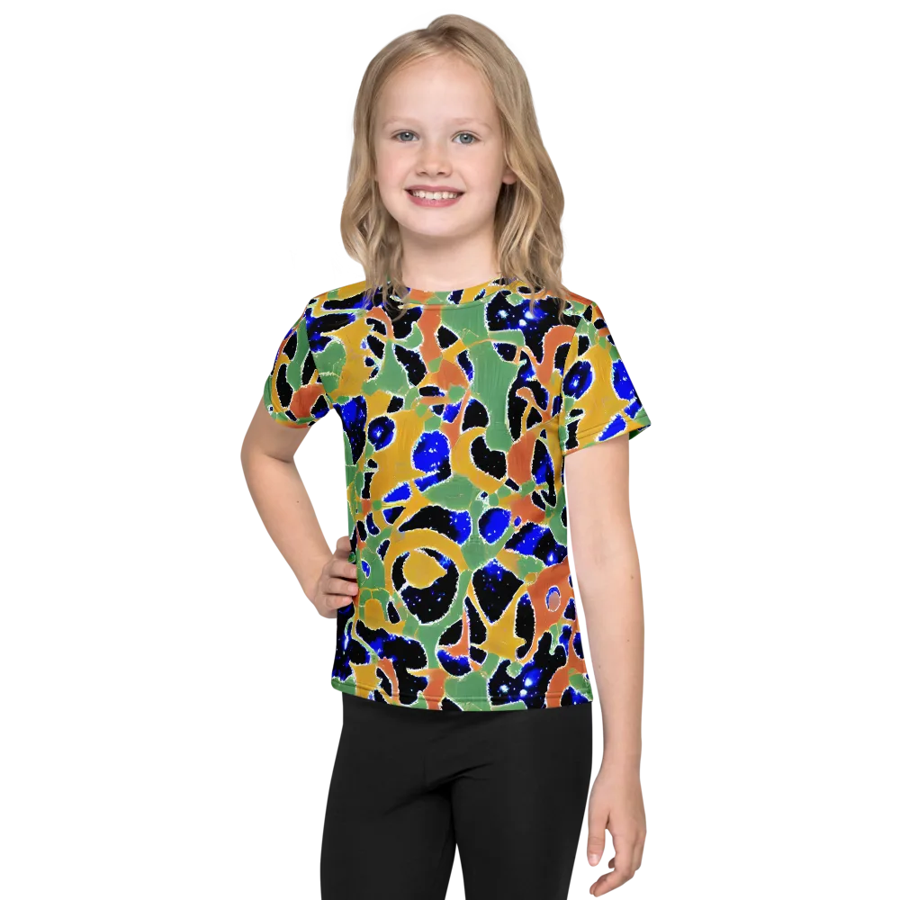 Cobalt Collage on Kids Crew Neck T-Shirt — Front