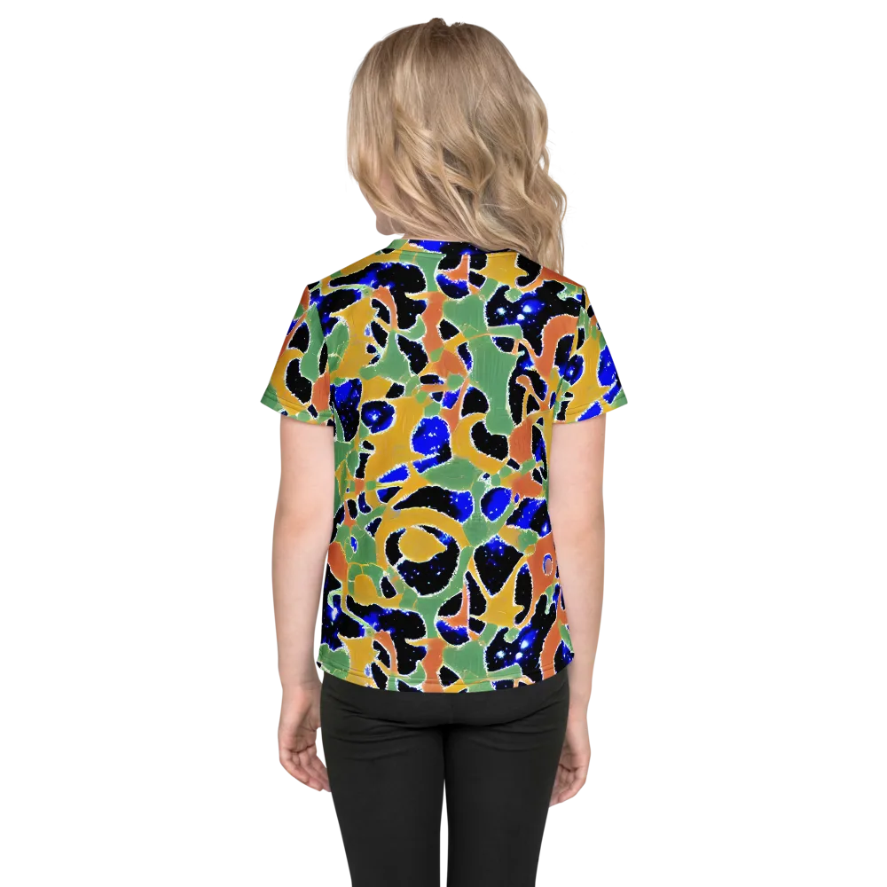 Cobalt Collage on Kids Crew Neck T-Shirt — Back