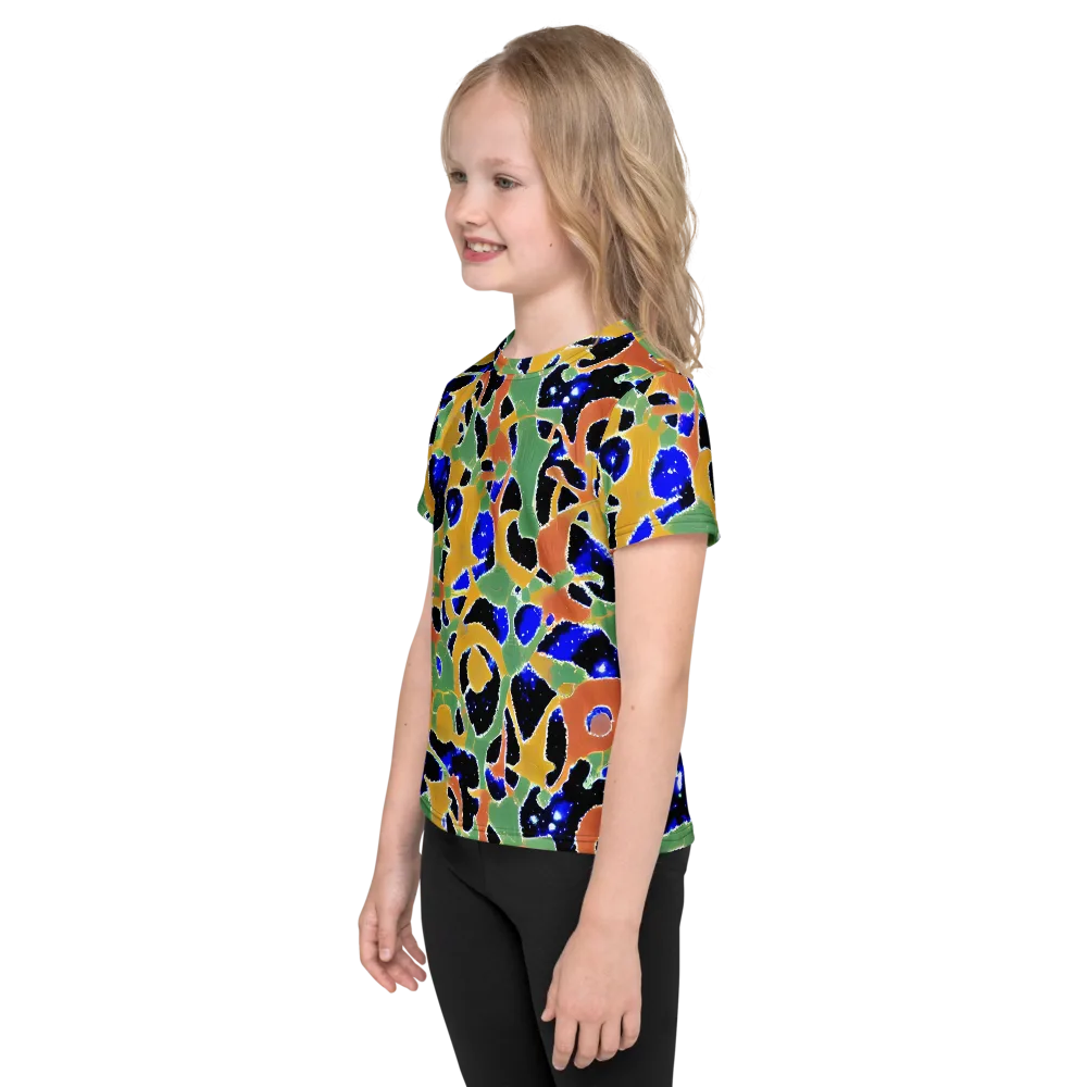 Cobalt Collage on Kids Crew Neck T-Shirt — Left