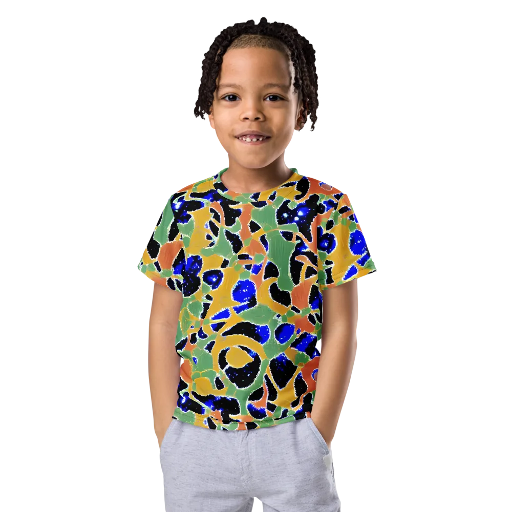 Cobalt Collage on Kids Crew Neck T-Shirt — Front