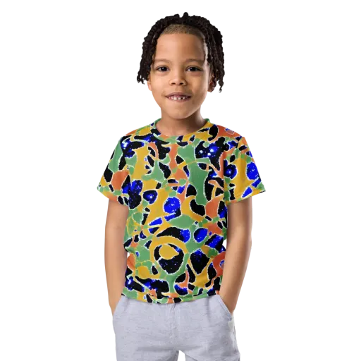 Cobalt Collage on a Kids Crew Neck T-Shirt