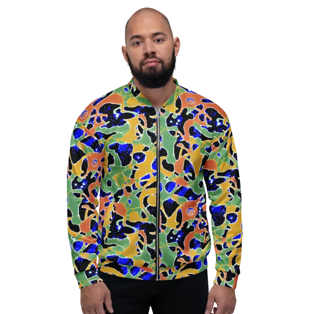 Cobalt Collage on Bomber Jacket — Front