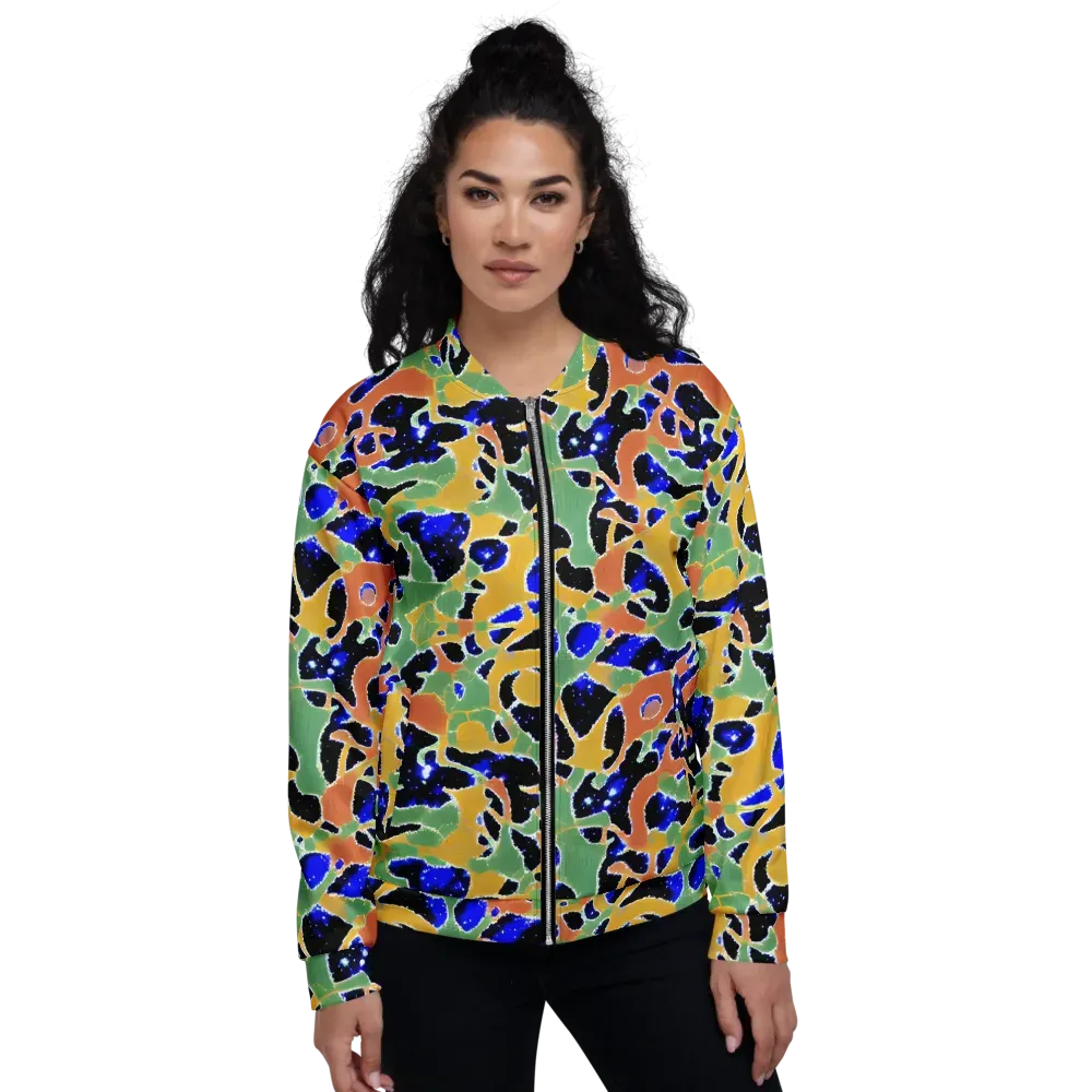 Cobalt Collage on Bomber Jacket — Front