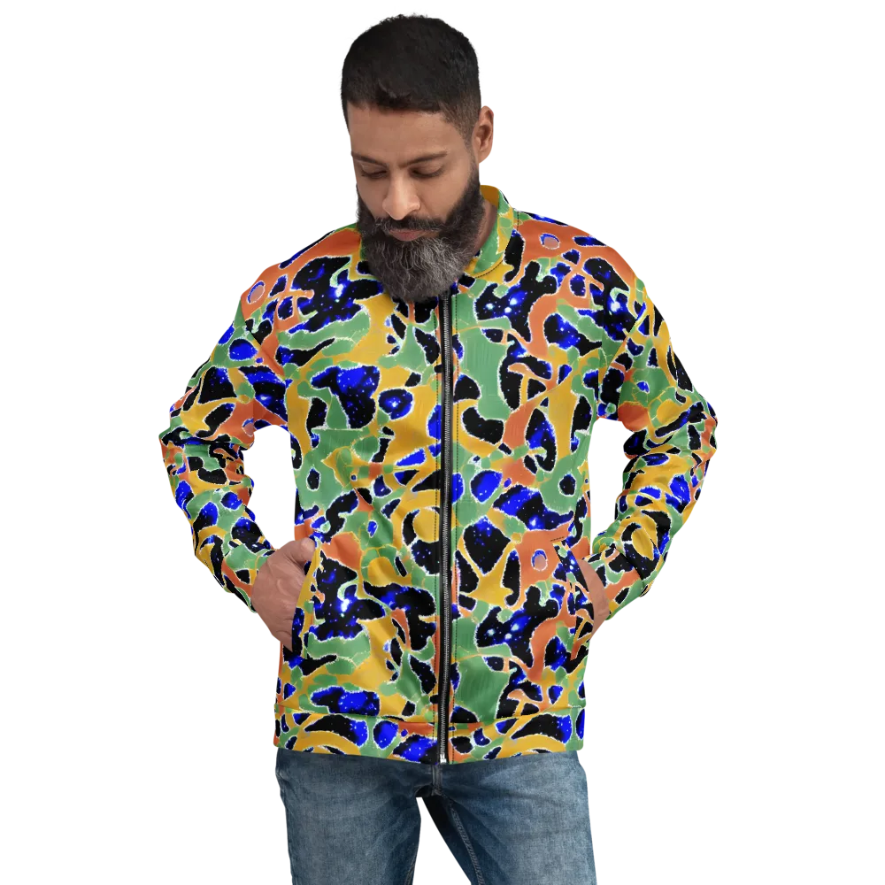 Cobalt Collage on Bomber Jacket — Front