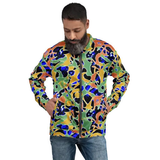 Cobalt Collage on a Bomber Jacket
