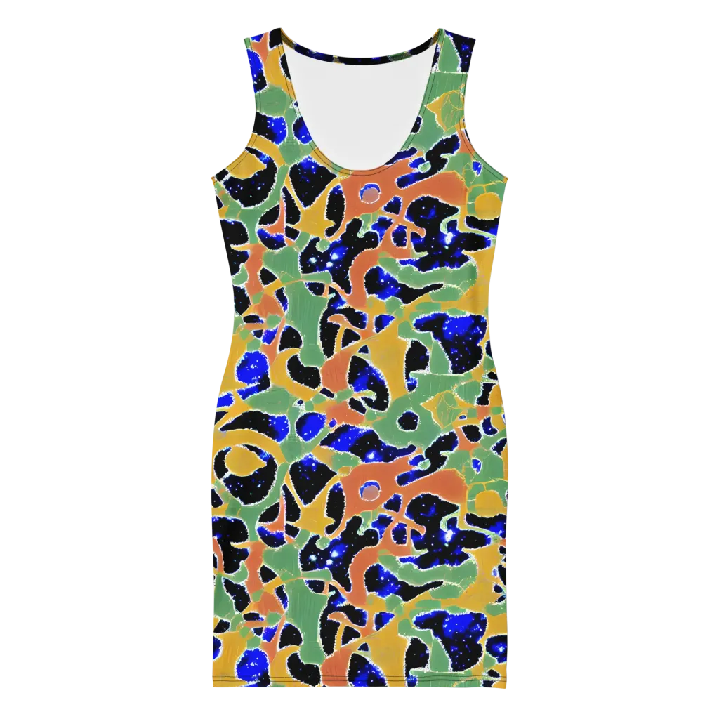 Cobalt Collage on Bodycon Dress — Front