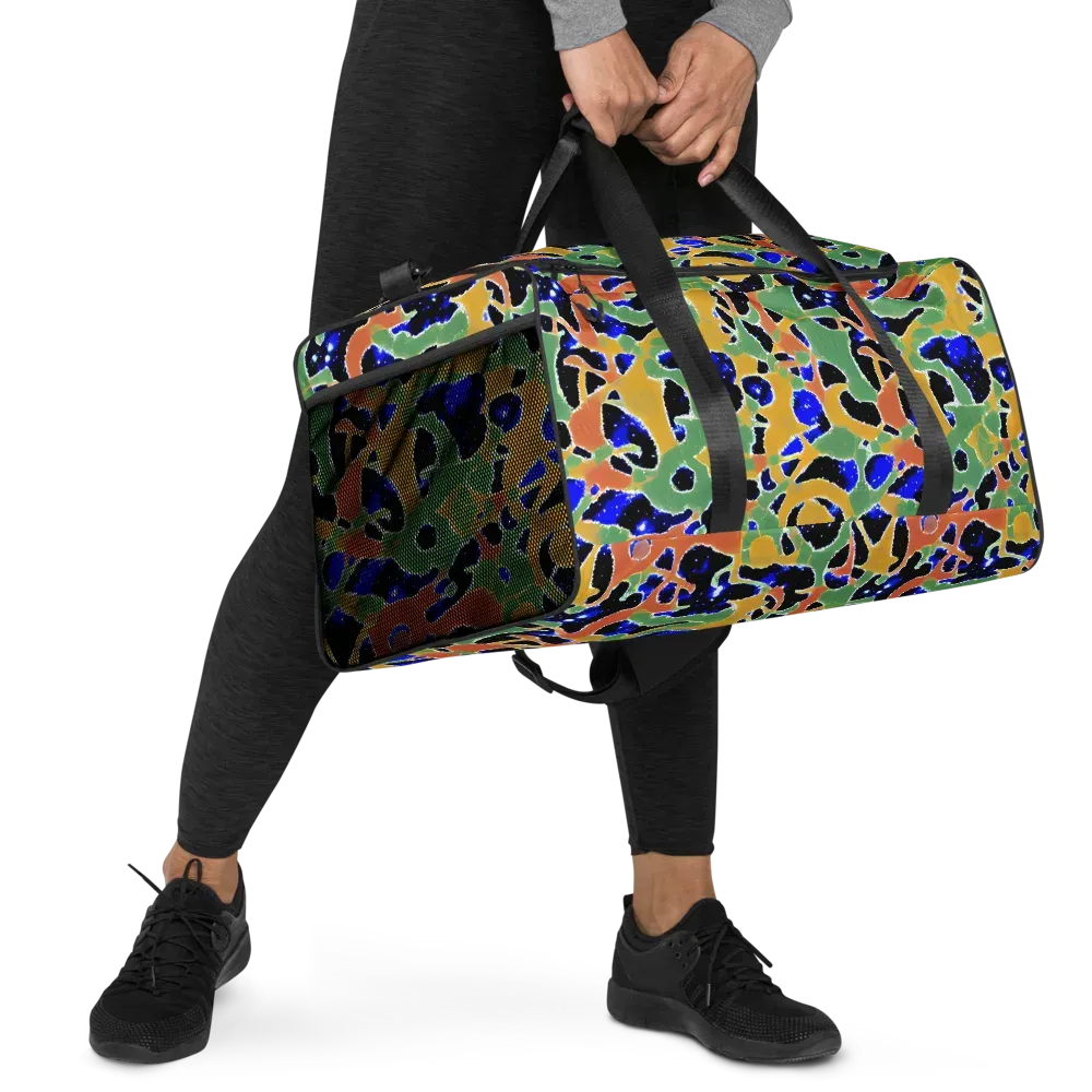 Cobalt Collage on Duffle Bag — Right Front