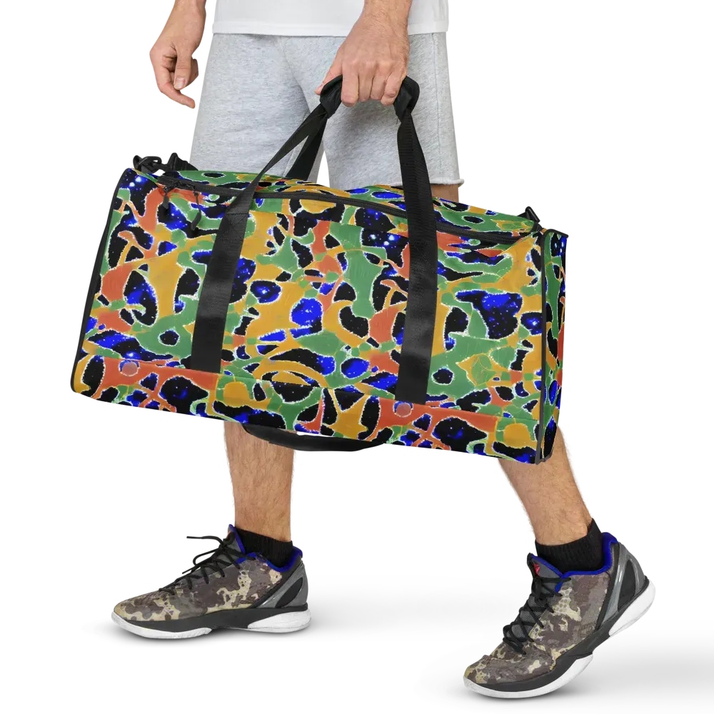 Cobalt Collage on Duffle Bag — Front