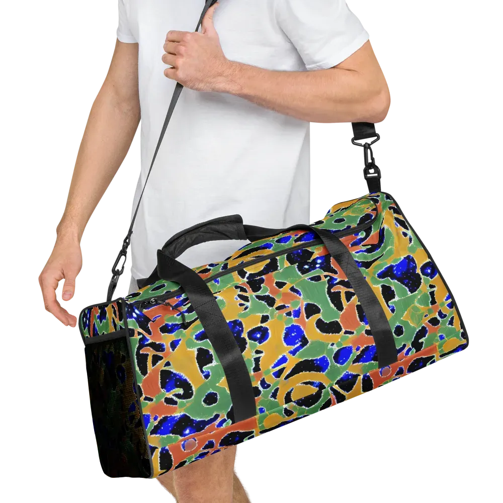 Cobalt Collage on Duffle Bag — Right Front
