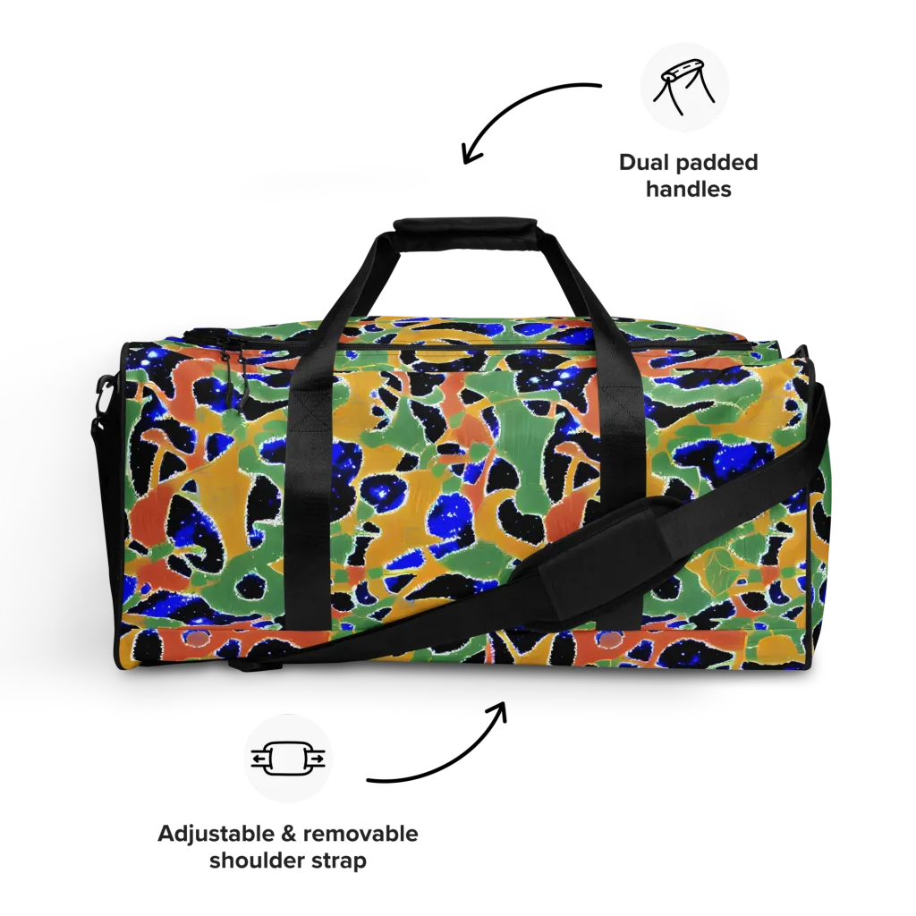 Cobalt Collage on Duffle Bag — Front