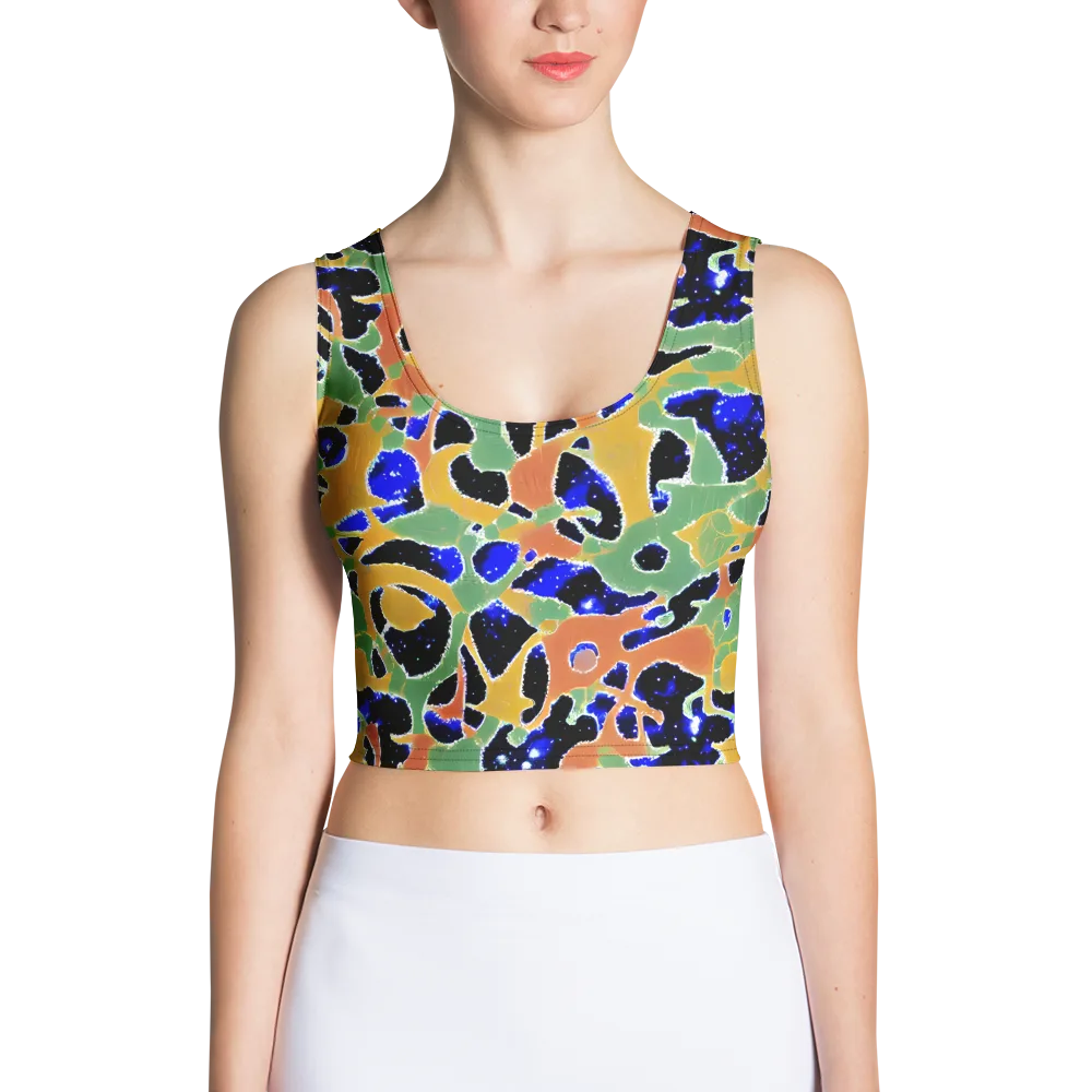 Cobalt Collage on Crop Top — Front