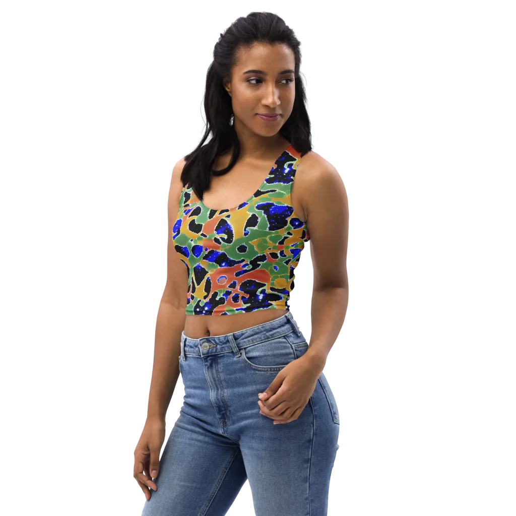 Cobalt Collage on Crop Top — Left Front