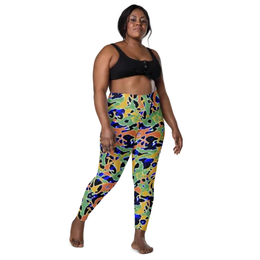 Cobalt Collage on a Leggings with Pockets