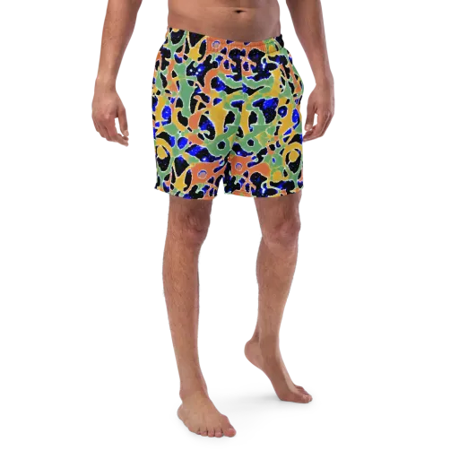 Cobalt Collage on a Swim Trunks