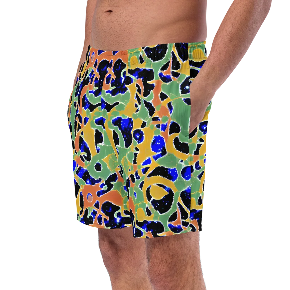 Cobalt Collage on Swim Trunks — Left Front