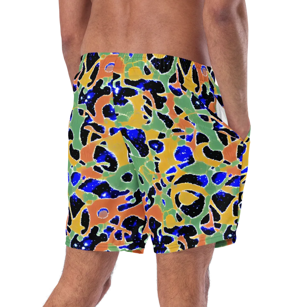 Cobalt Collage on Swim Trunks — Right Back