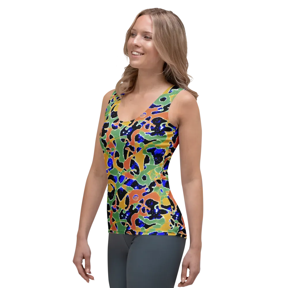 Cobalt Collage on Women's Tank Top — Left Front