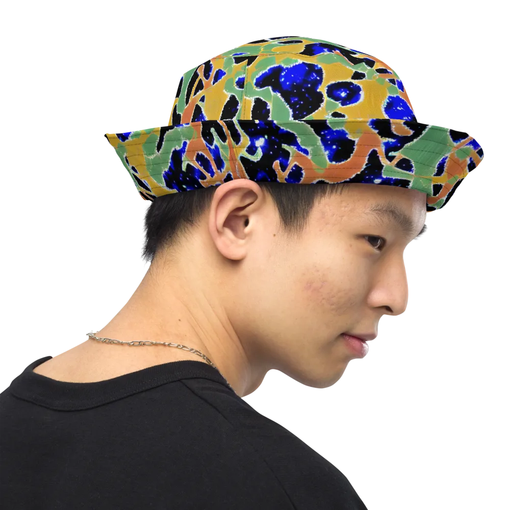 Cobalt Collage on Reversible Bucket Hat — Right Outside