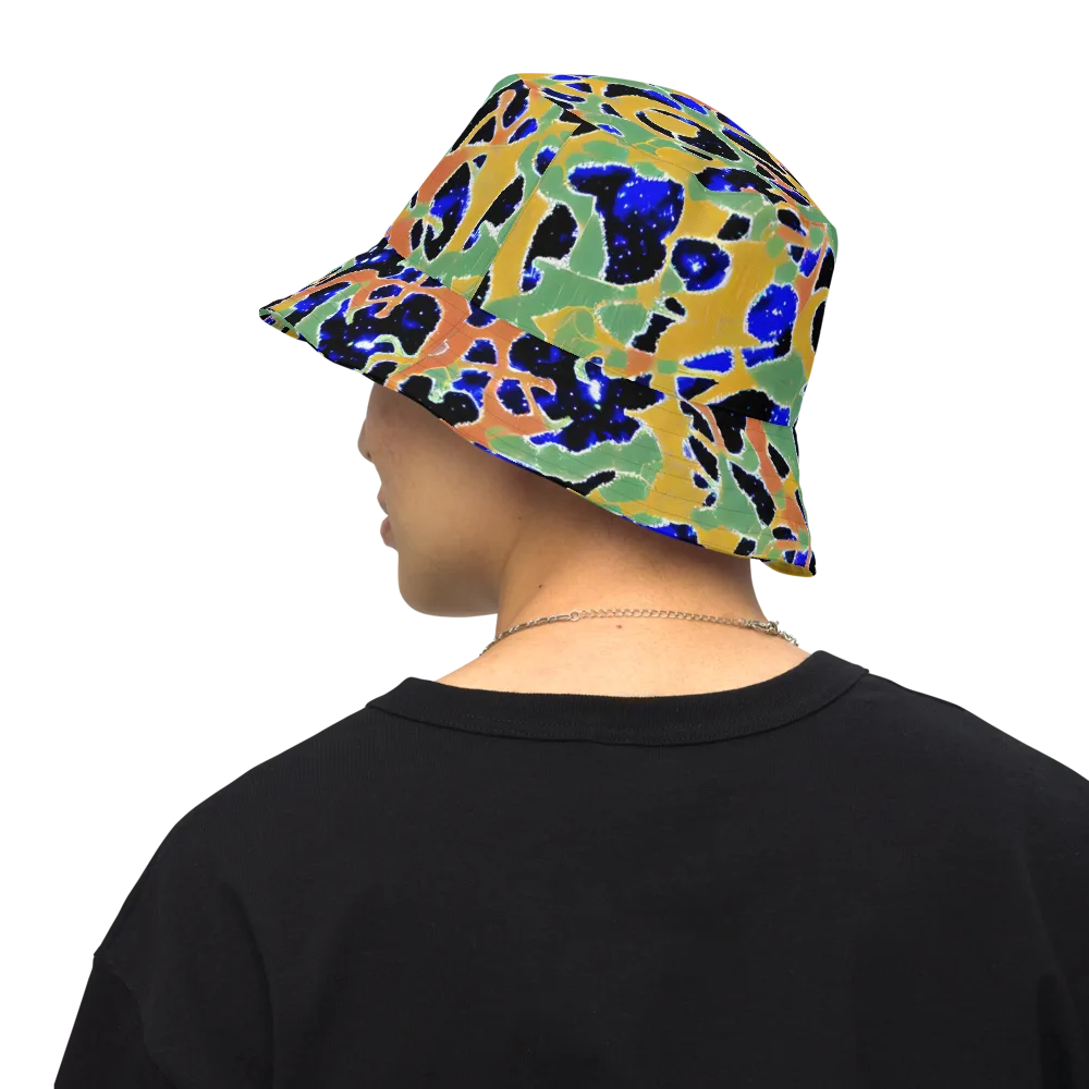 Cobalt Collage on Reversible Bucket Hat — Back Inside