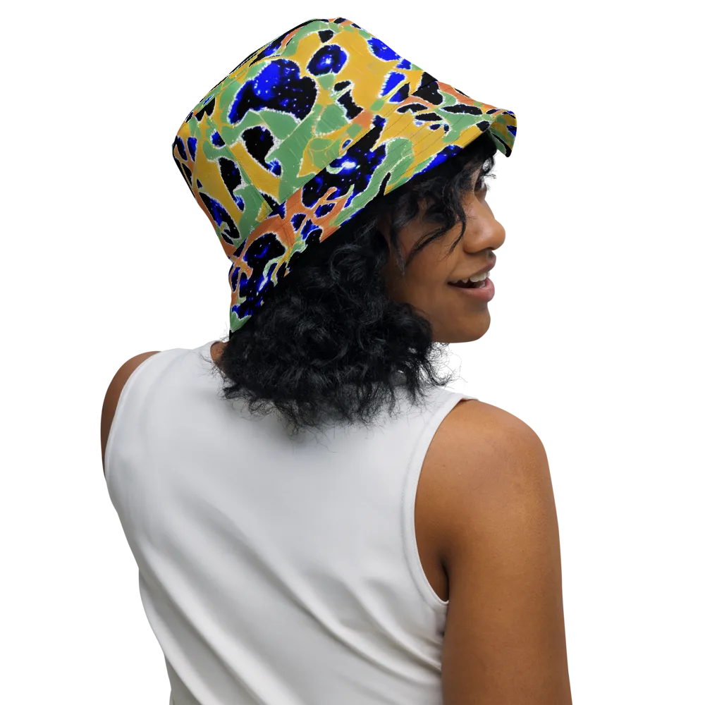 Cobalt Collage on Reversible Bucket Hat — Right Outside