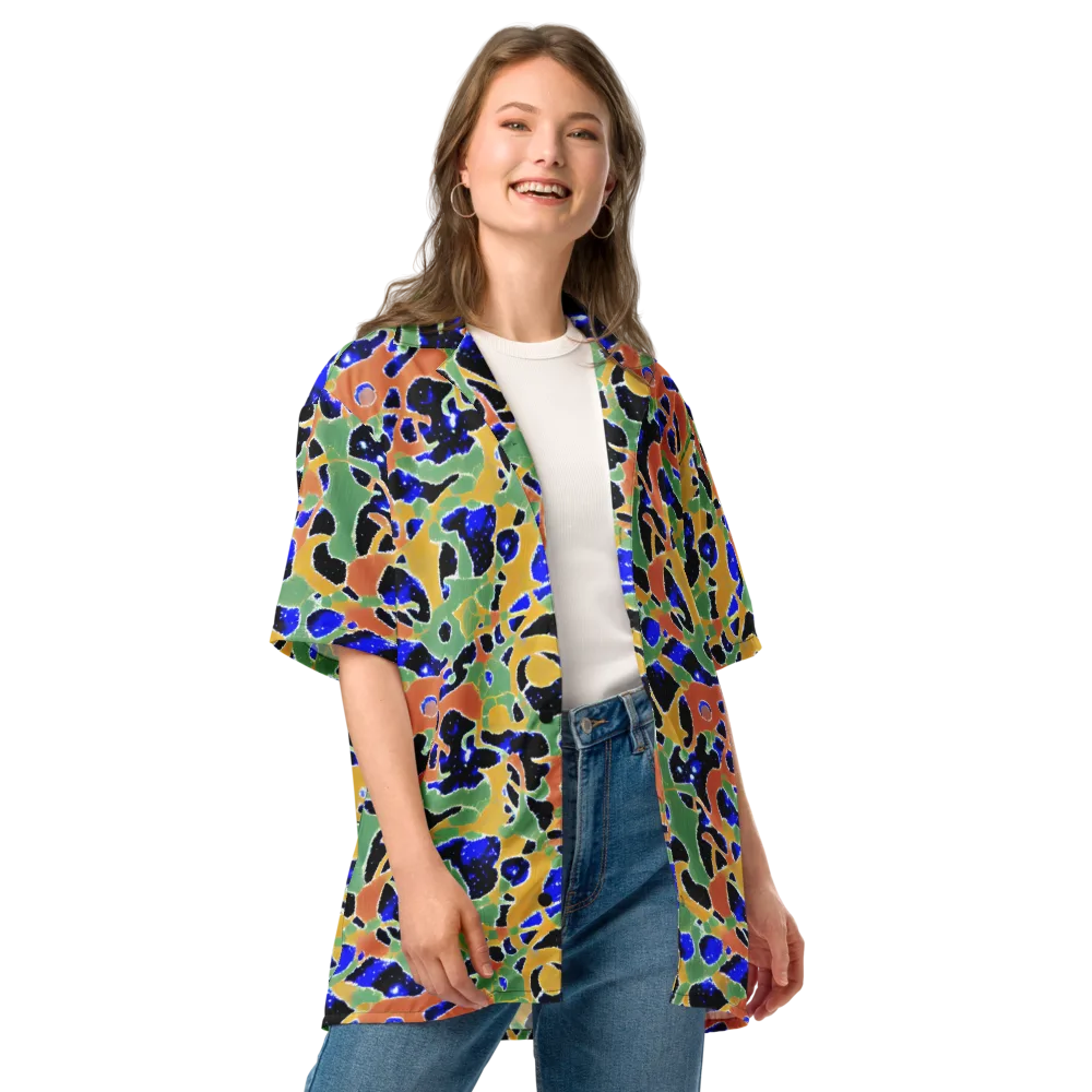 Cobalt Collage on Button Shirt — Front