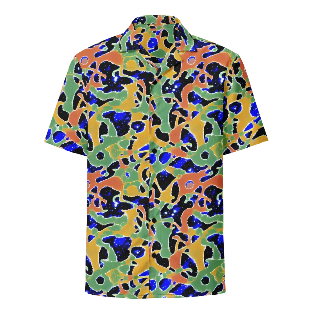Cobalt Collage on Button Shirt — Front