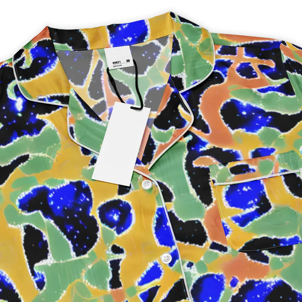 Cobalt Collage on Women's Short Sleeve Pajama Top — Product details