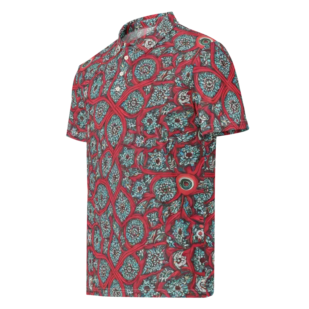 Crimson Mosaic on Men's Slim Fit Polo Shirt — Left Front