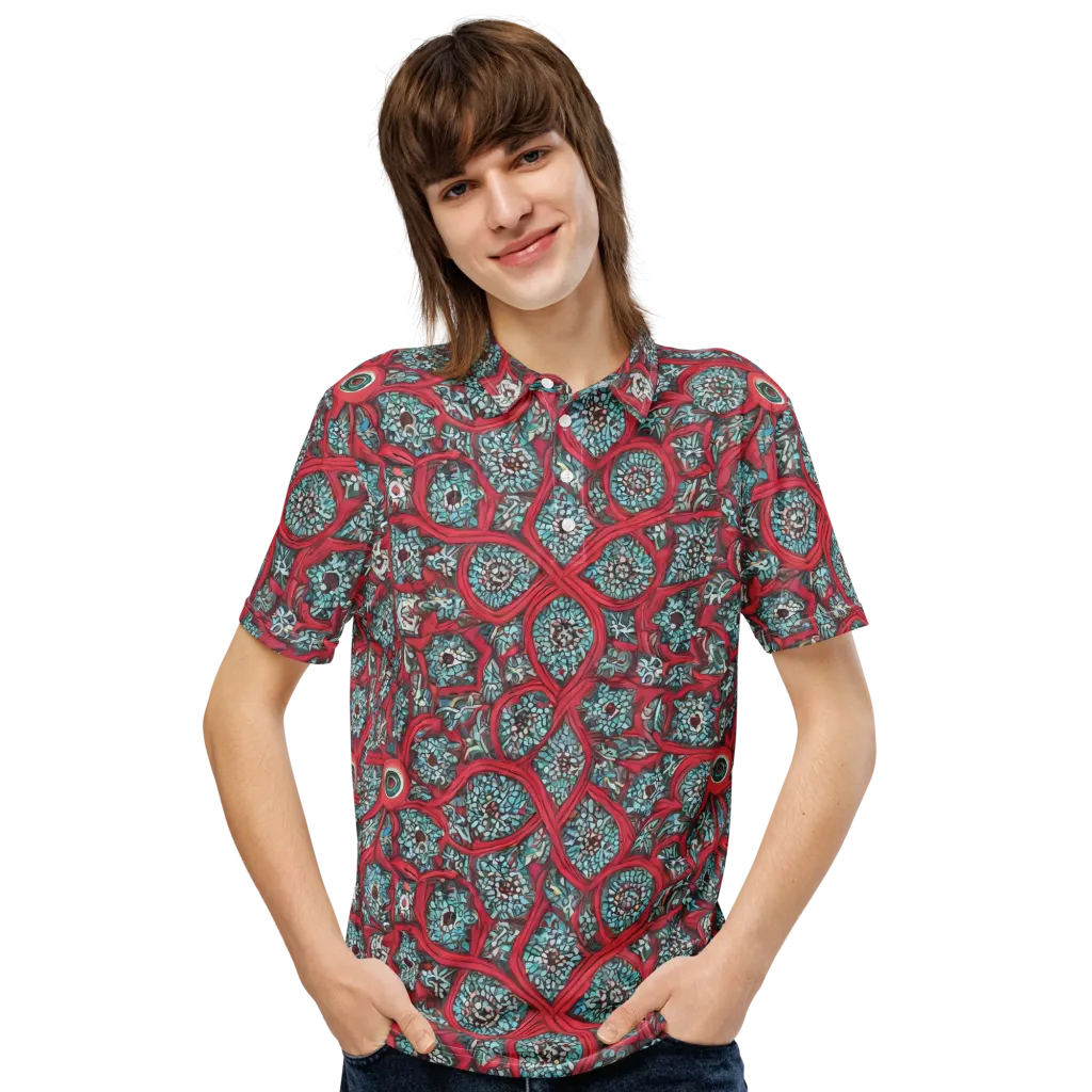 Crimson Mosaic on Men's Slim Fit Polo Shirt — Front