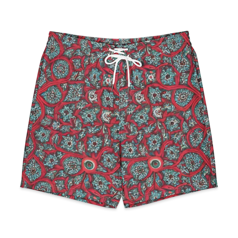 Crimson Mosaic on Men's Board Shorts — Front