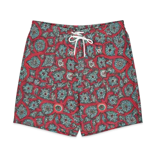 Crimson Mosaic on a Men's Board Shorts