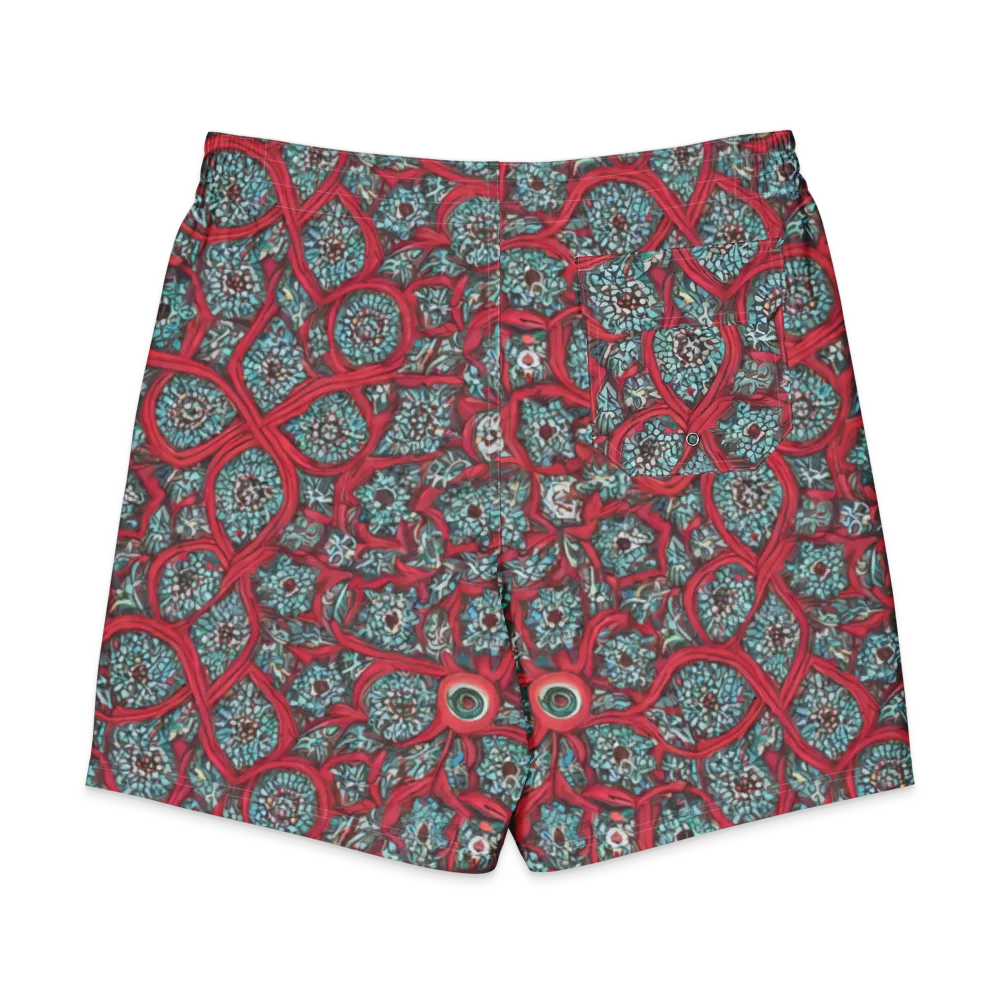 Crimson Mosaic on Men's Board Shorts — Back