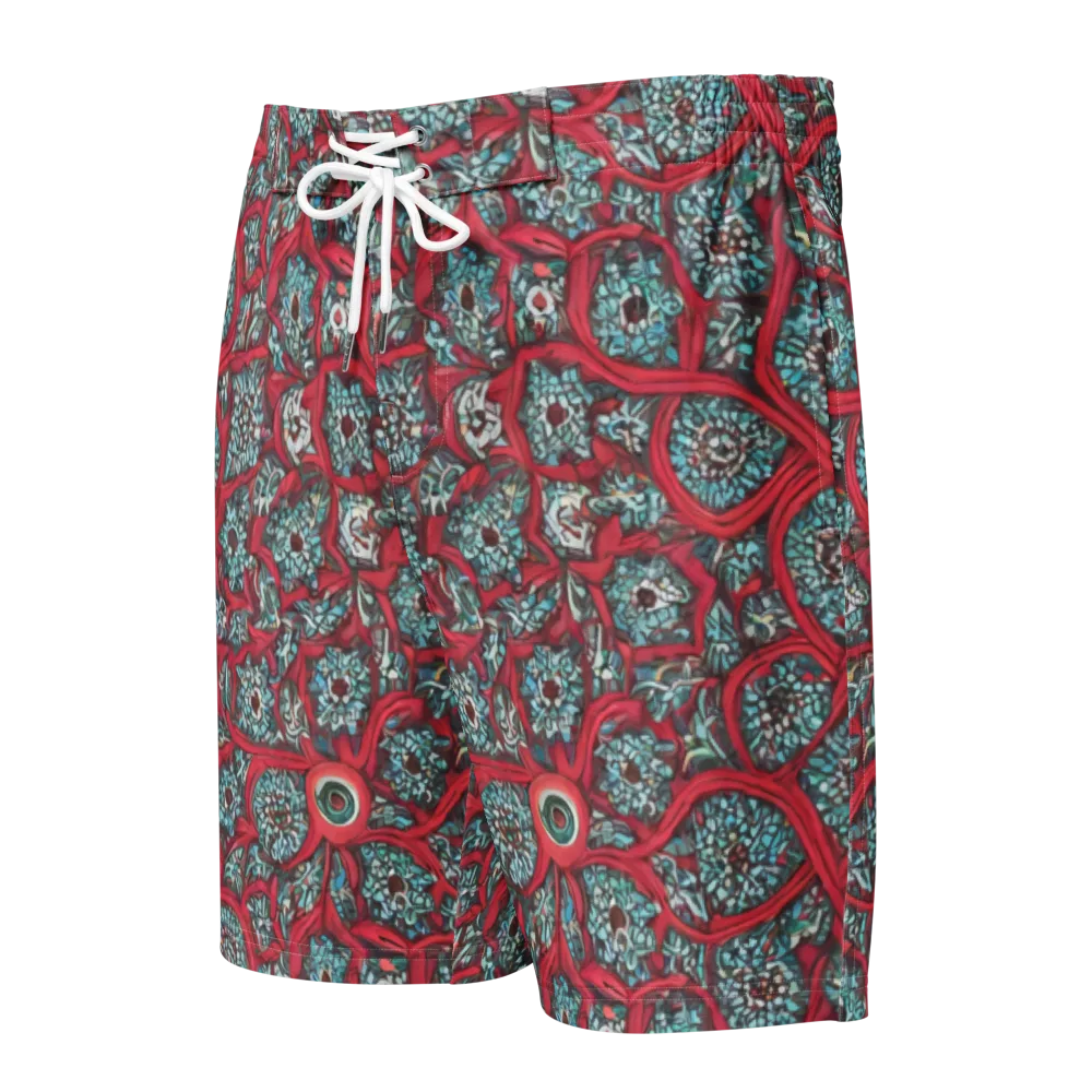 Crimson Mosaic on Men's Board Shorts — Front