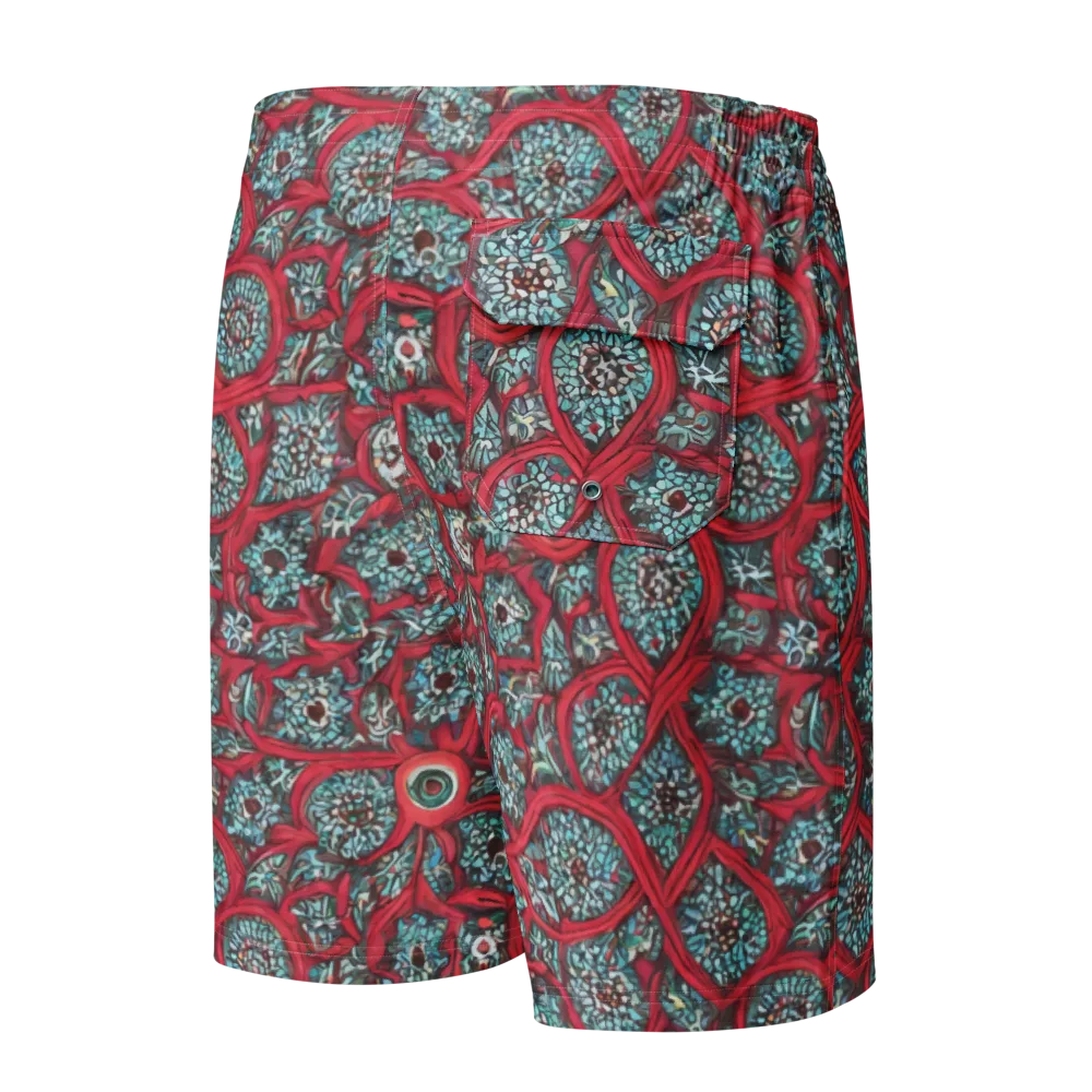 Crimson Mosaic on Men's Board Shorts — Back