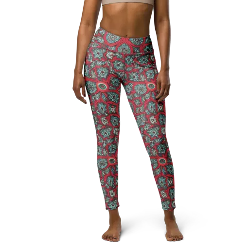 Crimson Mosaic on a Yoga Leggings