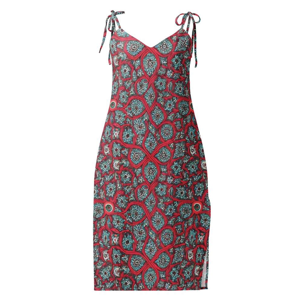 Crimson Mosaic on Slip Dress — Front