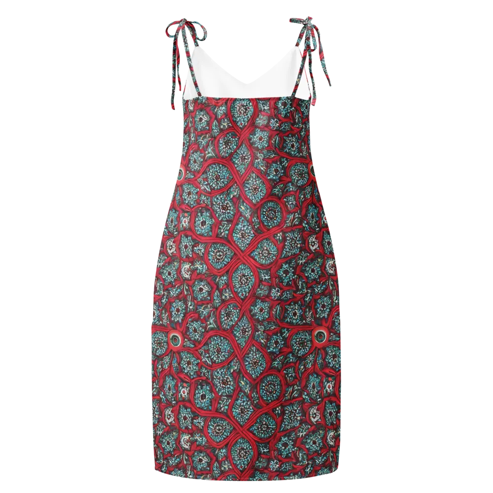 Crimson Mosaic on Slip Dress — Back